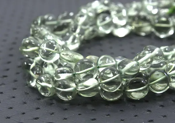 10" Long Natural Green Amethyst Gemstone, Smooth Coin Shape Beads,size 8-10 Mm Briolette Beads, Top Quality Making Jewelry Wholesale Price