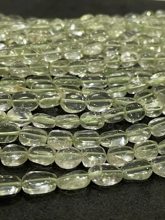 Top Quality Natural Green Amethyst Smooth Oval Beads Strand, Gorgeous 14 Inches Green Amethyst  Beads 5.5/8.5 Mm Approx