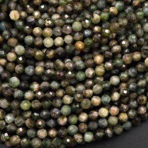 Shop Green Tourmaline Beads! Natural Green Tourmaline Faceted 4mm Gemstone Round Beads 15.5" Strand | Natural genuine faceted Green Tourmaline beads for beading and jewelry making.  #jewelry #beads #beadedjewelry #diyjewelry #jewelrymaking #beadstore #beading #affiliate #ad