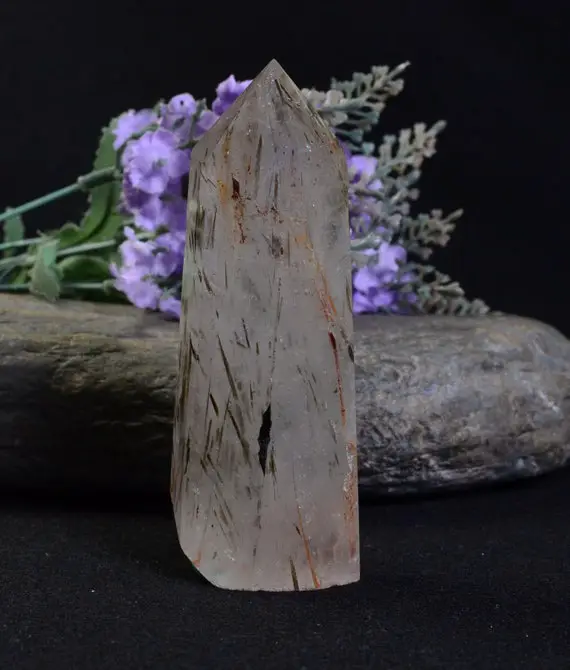 Natural Clear Green Tourmaline Quartz Point,green Inclusions Crystal Tower,rare Aquatic Plants Obelisk,psychotherapy,bookcase Decoration3.8"