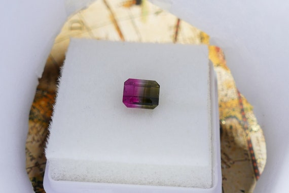 0.97 Carat Multi Color Tourmaline • Emerald Cut Tourmaline • Loose Gemstone • Red And Green Tourmaline