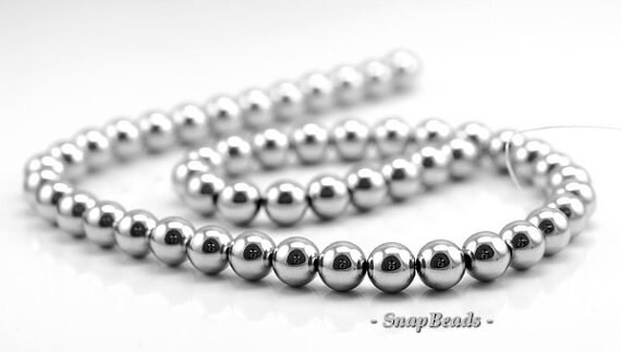 5mm Silver Hematite Gemstone Silver Round Loose Beads 15.5 Inch Full Strand (90182530-396)