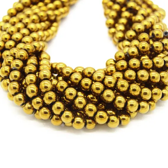 Gold Hematite Beads - Metallic Gold - 4mm 6mm 8mm 10mm Available