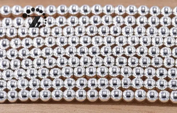 Hematite Smooth Round Bead,electroplated Hematite,silver,diy,grade Aa,2mm 3mm,for Choice,15" Full Strand