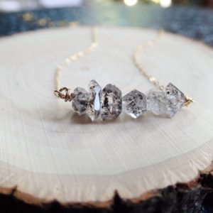 Shop Herkimer Diamond Necklaces! Herkimer Diamond Necklace,Raw Stone Jewelry,Gemstone Bar Necklace,Raw Quartz Necklace,Crystal Bar Necklace,Raw Crystal Jewelry,Handmade Gift | Natural genuine Herkimer Diamond necklaces. Buy crystal jewelry, handmade handcrafted artisan jewelry for women.  Unique handmade gift ideas. #jewelry #beadednecklaces #beadedjewelry #gift #shopping #handmadejewelry #fashion #style #product #necklaces #affiliate #ad