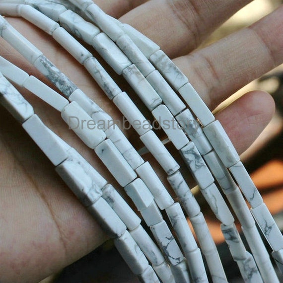 Natural Howlite Tube Cylinder/ Rectangle Shape Beads, 4*13mm Diy Jewelry Making Materials Bulk Supplies