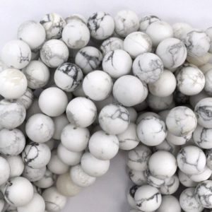 Shop Howlite Round Beads! Natural Matte White Howlite Round Beads Gemstone 15" Strand 4mm 6mm 8mm 10mm | Natural genuine round Howlite beads for beading and jewelry making.  #jewelry #beads #beadedjewelry #diyjewelry #jewelrymaking #beadstore #beading #affiliate #ad