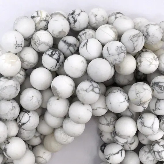 Natural Matte White Howlite Round Beads Gemstone 15" Strand 4mm 6mm 8mm 10mm