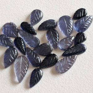 Shop Iolite Cabochons! 10-14mm Iolite Hand Carved Leaf Pear Cabochons, Natural Iolite Fancy Pear, Iolite Hand Carved Leaf For Jewelry (5Pcs To 10Pcs Option)-ADG294 | Natural genuine stones & crystals in various shapes & sizes. Buy raw cut, tumbled, or polished gemstones for making jewelry or crystal healing energy vibration raising reiki stones. #crystals #gemstones #crystalhealing #crystalsandgemstones #energyhealing #affiliate #ad