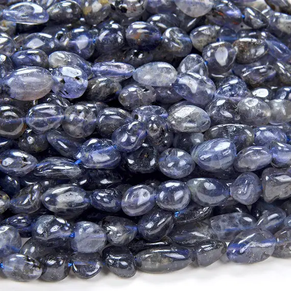 6-8mm Natural Iolite Gemstone Pebble Nugget Loose Beads (d185)