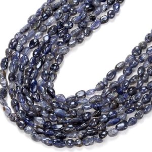 Shop Iolite Chip & Nugget Beads! 6-8MM Natural Iolite Gemstone Pebble Nugget Loose Beads BULK LOT 1,2,6,12 and 50 (D185) | Natural genuine chip Iolite beads for beading and jewelry making.  #jewelry #beads #beadedjewelry #diyjewelry #jewelrymaking #beadstore #beading #affiliate #ad