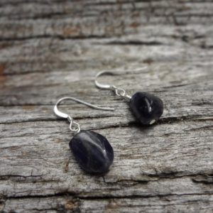 Shop Iolite Earrings! Iolite Earrings. Natural Dark Blue Gemstone Dangle and Drop Earrings Handmade in Australia by Miss Leroy | Natural genuine Iolite earrings. Buy crystal jewelry, handmade handcrafted artisan jewelry for women.  Unique handmade gift ideas. #jewelry #beadedearrings #beadedjewelry #gift #shopping #handmadejewelry #fashion #style #product #earrings #affiliate #ad