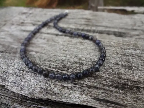 Iolite Necklace. Dainty Navy Blue Gemstone Necklace Handmade In Australia By Miss Leroy.