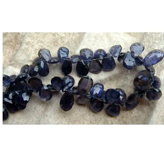 12x9mm - 14x11mm  Iolite Faceted Pear Beads, Natural Iolite For Necklace, Iolite Pear Briolettes, Iolite For Jewelry (4in To 8in Options)
