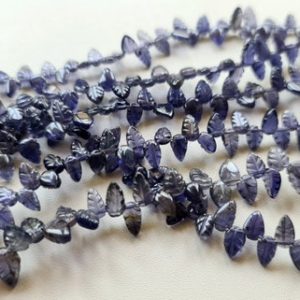 6-7mm Iolite Hand Carved Leaf Beads, Natural Iolite Beads, Iolite For Necklace, Iolite Pear Briolettes For Jewelry (4IN To 8IN Option)- DGA1 | Natural genuine other-shape Gemstone beads for beading and jewelry making.  #jewelry #beads #beadedjewelry #diyjewelry #jewelrymaking #beadstore #beading #affiliate #ad