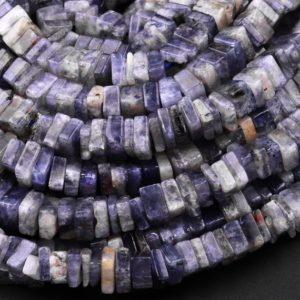 Natural Iolite 6mm Thin Square Heishi Disc Beads 15.5" Strand | Natural genuine other-shape Gemstone beads for beading and jewelry making.  #jewelry #beads #beadedjewelry #diyjewelry #jewelrymaking #beadstore #beading #affiliate #ad