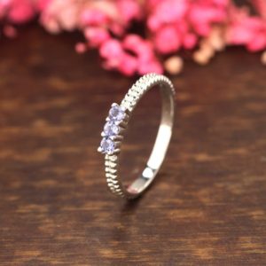 Shop Iolite Rings! Dainty Iolite stacking ring silver-three stone minimalist thin ring-tiny stone engagement ring-Art deco promise ring-delicate eternity band | Natural genuine Iolite rings, simple unique alternative gemstone engagement rings. #rings #jewelry #bridal #wedding #jewelryaccessories #engagementrings #weddingideas #affiliate #ad