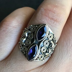 Shop Iolite Rings! Natural Iolite  sterling silver ring size 7 | Natural genuine Iolite rings, simple unique handcrafted gemstone rings. #rings #jewelry #shopping #gift #handmade #fashion #style #affiliate #ad