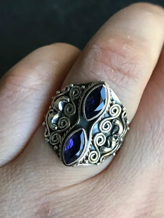 Natural Iolite  Sterling Silver Ring Size 7