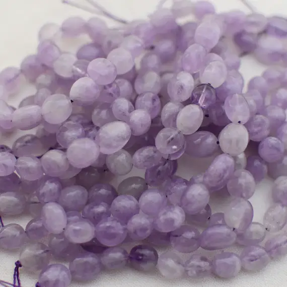 Lavender Amethyst Gemstone Pebble Tumblestone Nugget Beads - 7mm - 10mm - 15" Strand