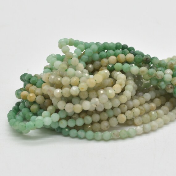 Natural Brazilian Jade Mixed Shades Semi-precious Gemstone Faceted Round Beads - 3mm -  15" Strand