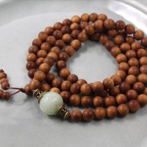 Sandalwood Mala, Sandalwood Necklace, Mala Necklace, Yoga Accessories, Sandalwood Beads, Mala Beads, Jade Mala, Wood Bead Necklace, 108, Zen | Natural genuine Jade necklaces. Buy crystal jewelry, handmade handcrafted artisan jewelry for women.  Unique handmade gift ideas. #jewelry #beadednecklaces #beadedjewelry #gift #shopping #handmadejewelry #fashion #style #product #necklaces #affiliate #ad