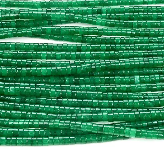 4x2mm Emerald Green Jade Gemstone Heishi Discs Loose Beads (p17)