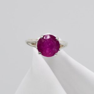 Shop Jade Rings! Rani Jade ring, 10 mm Round Faceted Gemstone, Set in 925 Sterling Silver Split Shank Mounting | Natural genuine Jade rings, simple unique handcrafted gemstone rings. #rings #jewelry #shopping #gift #handmade #fashion #style #affiliate #ad