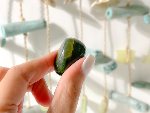 Jade Stone | Nephrite Jade Crystal L Green Jade | Crystals | Tumbled Stones | Crystal Healing | Green Crystals | Healing Crystals & Stones