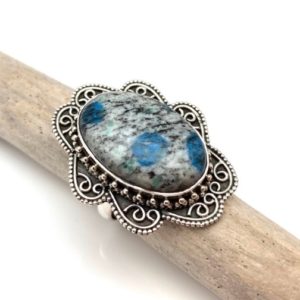 Shop Jasper Rings! K2 Jasper Silver Ring Size 7 – White and Blue K2 Jasper Ring – 925 Sterling Silver | Natural genuine Jasper rings, simple unique handcrafted gemstone rings. #rings #jewelry #shopping #gift #handmade #fashion #style #affiliate #ad