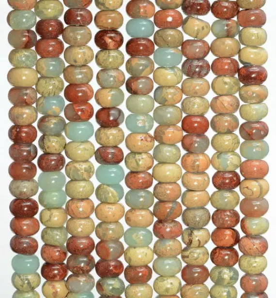 8x5mm Natural African Opal Sea Sediment Imperial Jasper Gemstone Aaa Slice Rondelle Loose Beads 7.5 Inch Half Strand (90186043-837)