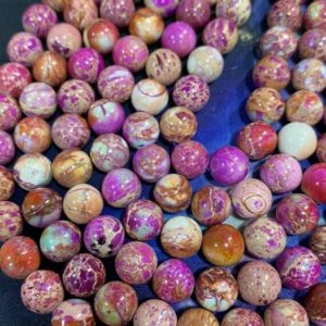 Imperial Sediment Purple pink blue Jasper Round beads / Jasper Gemstone Beads / Marble  Jasper Beads / 4 beads | Natural genuine beads Gemstone beads for beading and jewelry making.  #jewelry #beads #beadedjewelry #diyjewelry #jewelrymaking #beadstore #beading #affiliate #ad