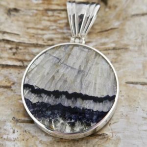 Shop Jet Pendants! Blue John Pendant – Whitby Jet Pendant – Handmade Sterling Silver – Double Sided Pendant | Natural genuine Jet pendants. Buy crystal jewelry, handmade handcrafted artisan jewelry for women.  Unique handmade gift ideas. #jewelry #beadedpendants #beadedjewelry #gift #shopping #handmadejewelry #fashion #style #product #pendants #affiliate #ad