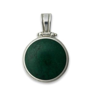 Shop Jet Pendants! Whitby Jet & Verdite Double Sided Round Pendant – Sterling Silver- Handmade | Natural genuine Jet pendants. Buy crystal jewelry, handmade handcrafted artisan jewelry for women.  Unique handmade gift ideas. #jewelry #beadedpendants #beadedjewelry #gift #shopping #handmadejewelry #fashion #style #product #pendants #affiliate #ad
