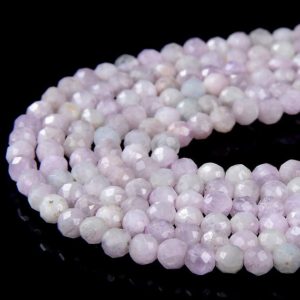 Shop Kunzite Faceted Beads! Natural Kunzite Gemstone Grade AA Micro Faceted Round 3MM 4MM 5MM Loose Beads 15 inch Full Strand (P54) | Natural genuine faceted Kunzite beads for beading and jewelry making.  #jewelry #beads #beadedjewelry #diyjewelry #jewelrymaking #beadstore #beading #affiliate #ad