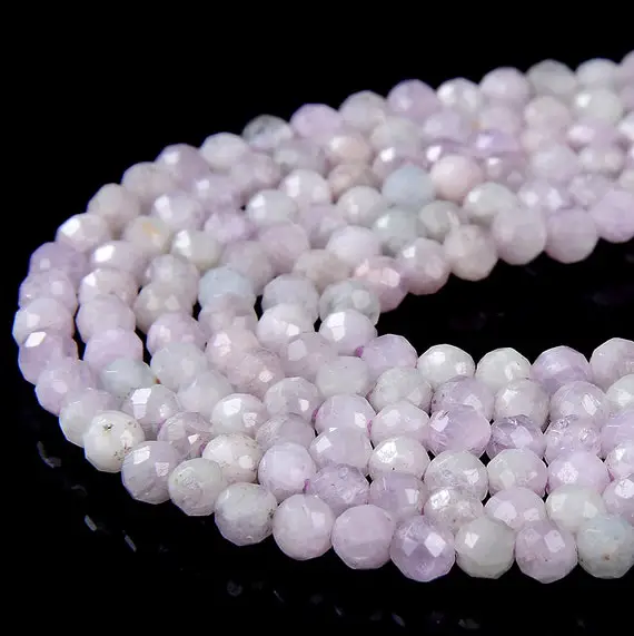 Natural Kunzite Gemstone Grade Aa Micro Faceted Round 3mm 4mm 5mm Loose Beads 15 Inch Full Strand (p54)