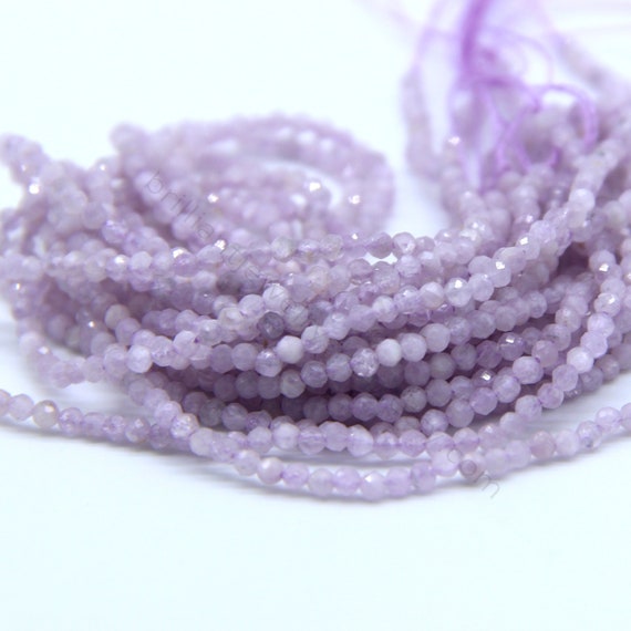Natural Tiny Kunzite Micro Faceted Beads 2mm 3mm 4mm, Genuine Kunzite Beads, Pink Lavender Semi Precious Beads, Small Kunzite Gemstone Beads
