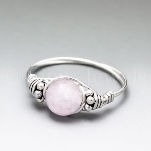 Shop Kunzite Rings! Pink Kunzite Bali Sterling Silver Wire Wrapped Gemstone BEAD Ring – Made to Order, Ships Fast! | Natural genuine Kunzite rings, simple unique handcrafted gemstone rings. #rings #jewelry #shopping #gift #handmade #fashion #style #affiliate #ad