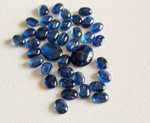 4x6mm Kyanite Plain Oval Cabochons, Natural Kyanite Oval Flat Back Cabochons For Jewelry, Loose Blue Kyanite (5cts To 10cts Option) - Adg300
