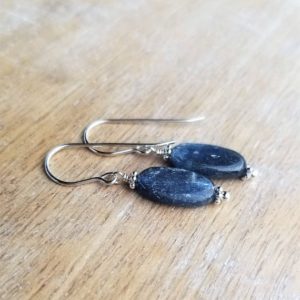 Shop Kyanite Earrings! Blue Kyanite Gemstone Dangle Earrings Sterling Silver, Small Blue Earrings, Oval Gemstone Earrings, Pretty Blue Earrings, Kyanite Jewelry | Natural genuine Kyanite earrings. Buy crystal jewelry, handmade handcrafted artisan jewelry for women.  Unique handmade gift ideas. #jewelry #beadedearrings #beadedjewelry #gift #shopping #handmadejewelry #fashion #style #product #earrings #affiliate #ad