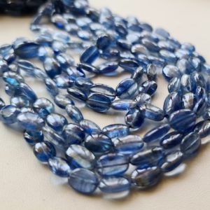 Shop Kyanite Bead Shapes! 7-9mm Blue Kyanite Plain Oval Beads, Natural Kyanite Oval Beads, Kyanite Plain Oval Beads For Jewelry (7IN To 14IN Options) – DGA25 | Natural genuine other-shape Kyanite beads for beading and jewelry making.  #jewelry #beads #beadedjewelry #diyjewelry #jewelrymaking #beadstore #beading #affiliate #ad