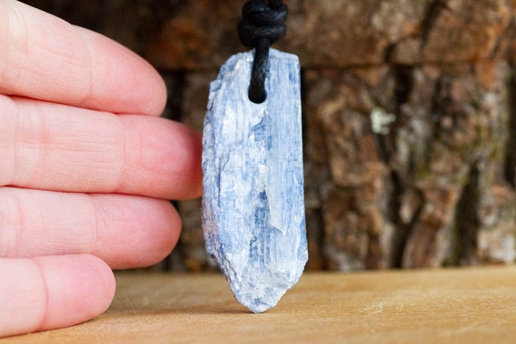 Raw Blue Kyanite Pendant Necklace For Him Or Her - Vegan Raw Stone Pendant Necklace - Gift For Him Or Her