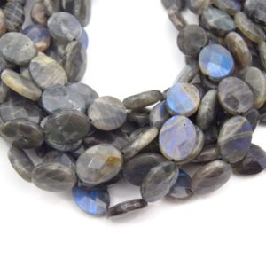 Shop Labradorite Faceted Beads! 20mm Natural Gray Labradorite Faceted Oval Shaped Beads – (Approx. 15" ~19 Beads) | Natural genuine faceted Labradorite beads for beading and jewelry making.  #jewelry #beads #beadedjewelry #diyjewelry #jewelrymaking #beadstore #beading #affiliate #ad