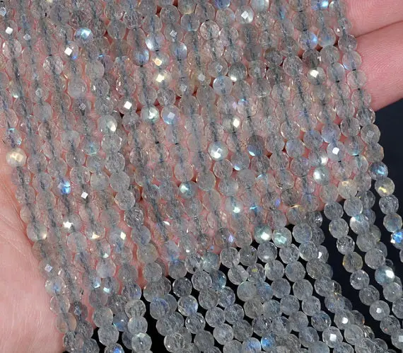 3mm Labradorite Gemstone Blue Grade Aaa Light Grey Micro Faceted Round Loose Beads 15.5 Inch Full Strand Lot 1,2,6,12 And 50 (80005411-464)