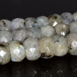 Shop Labradorite Faceted Beads! 8x5MM Gray Labradorite Beads A Genuine Natural Gemstone Full Strand Faceted Rondelle Loose Beads 16" BULK LOT 1,3,5,10,50 (105015-1403) | Natural genuine faceted Labradorite beads for beading and jewelry making.  #jewelry #beads #beadedjewelry #diyjewelry #jewelrymaking #beadstore #beading #affiliate #ad