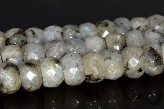 8x5mm Gray Labradorite Beads A Genuine Natural Gemstone Full Strand Faceted Rondelle Loose Beads 16" Bulk Lot 1,3,5,10,50 (105015-1403)