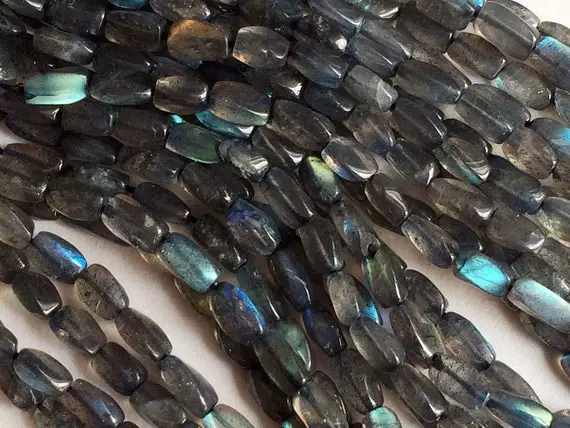 7mm Labradorite Faceted Small Pipe Beads, Labradorite Flashy Blue Fire Gemstone, 13 Inch Labradorite For Necklace (1st To  5st Options)