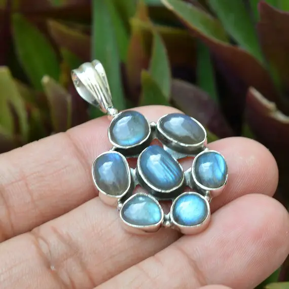 Natural Blue Fire Labradorite Pendant, 925 Sterling Silver Pendant, Gemstone Necklace Pendant, Boho Jewelry, Beautiful Pendant Gift Ideas