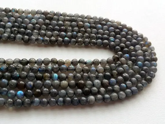 5-5.5mm Labradorite Plain Beads, Labradorite Plain Round Balls, Flashy Blue Beads, 13 Inch Labradorite For Jewelry (1st To 5st Options)