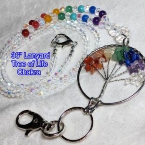 Shop Chakra Beads! Sale Chakra Lanyard Badge I.D. Designer Bling Tree of Life Beads AB Crystals Bling Large Clasp Reiki Spiritual Nurse Teacher Student Clip | Shop jewelry making and beading supplies, tools & findings for DIY jewelry making and crafts. #jewelrymaking #diyjewelry #jewelrycrafts #jewelrysupplies #beading #affiliate #ad